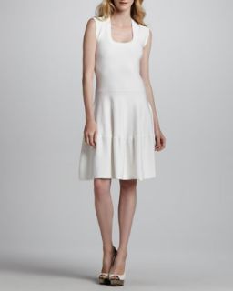 Womens Sleeveless Tiered Circle Skirt Dress   Rebecca Taylor   White (MEDIUM)