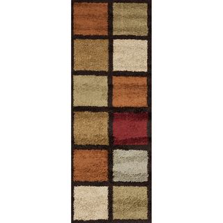 Gela Bronze Runner Geometric Shag Rug (27 X 73)