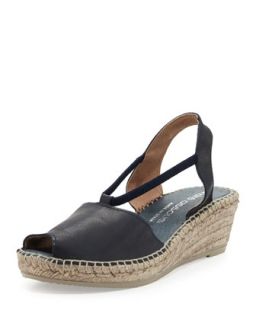 Dainty Leather Slip On Espadrille Wedge, Navy   Andre Assous   Navy (7.0B)