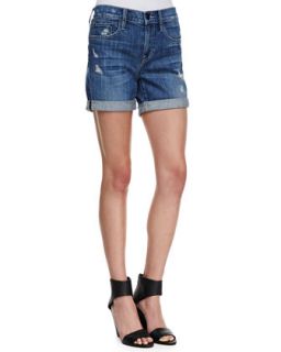 Womens Mason Rolled Wrecked Denim Shorts   Vince   Wrecked wash (27)