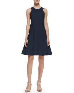 Womens Laser Cut Fit and Flare Dress   Rebecca Taylor   Dark navy (4)