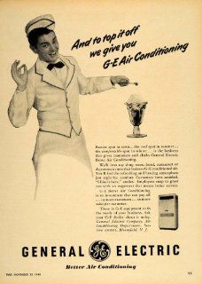 1948 Ad GE Air Conditioning Ice Cream Sundae Soda Jerk   Original Print Ad  
