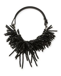 Riverstone Beaded String Cluster Choker Necklace   Brunello Cucinelli   Black