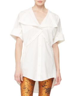 Womens Short Sleeve Folded Tunic Top   McQ Alexander McQueen   Lily white