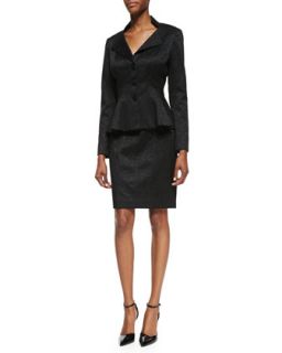 Womens Long Sleeve Three Button Peplum Skirt Suit   Kay Unger New York   Black