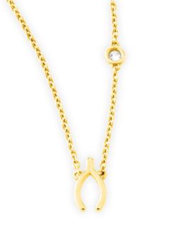 Wishbone Necklace with Diamond, Gold   SHY by Sydney Evan   Gold