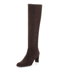 Chicboot Stretch Suede Boot, Cola (Made to Order)   Stuart Weitzman   Cola (39.