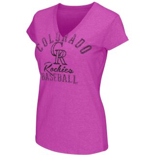 G III Womens Colorado Rockies Neon V Neck Short Sleeve T Shirt   Size Medium,