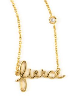 Fierce Word Diamond Detail Gold Plate Necklace   SHY by Sydney Evan   Gold