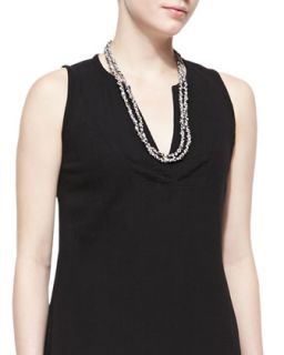 Bandhini Printed Cotton Necklace   Eileen Fisher   Black/White (ONE SIZE)