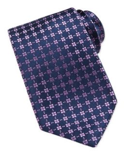 Mens Tiny Square Patterned Tie, Navy/Lavender   Charvet   Navy/Lavender