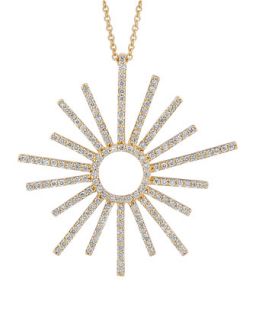 18k Yellow Gold Small Sunburst Diamond Pendant Necklace   A Link   Yellow (18k )