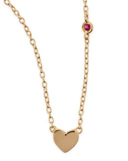 Heart Bezel Ruby Pendant Necklace   SHY by Sydney Evan   Gold