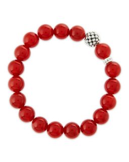 10mm Caviar Ball Red Agate Beaded Stretch Bracelet   Lagos   Red agate (10mm )