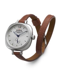 The Gomelsky Stainless Steel Watch with Double Wrap Leather Strap, Red  