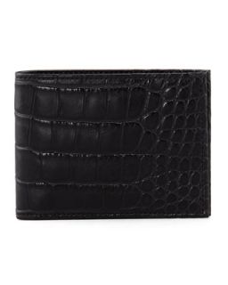Mens Alligator Bi Fold Wallet, Black   Black