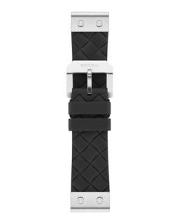 22mm Black Woven Silicone Strap, Stainless   Brera   Black (22mm )
