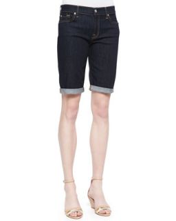 Womens Rolled Cuff Bermuda Shorts, Ink Rinse   7 For All Mankind   Ink rinse