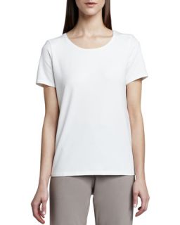 Womens Stretch Organic Cotton Tee   Eileen Fisher   White (X SMALL (2/4))
