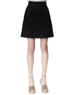 Womens Camilia Rose Applique Cotton Pique Skirt, Black   Stella McCartney  