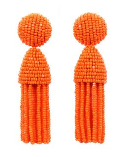 Short Beaded Tassel Clip On Earrings, Clementine   Oscar de la Renta  