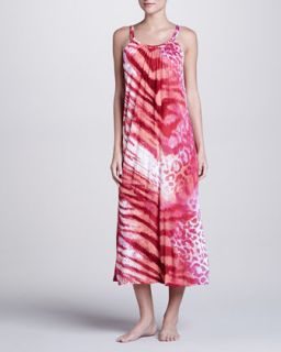 Womens Dara Animal Print Rayon Gown, Passion Pink   Natori   Passion pink