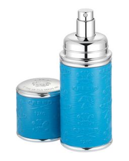 Logo Etched Leather Atomizer, Silver/Blue   Creed   Silver