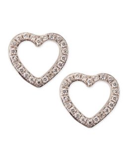 White Gold Diamond Heart Stud Earrings   KC Designs   White gold