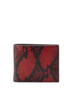 Mens Painted Snakeskin Clip Wallet, Red/Black   Alexander McQueen   Red/Black