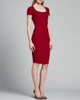 Womens Cap Sleeve Scuba Knit Dress, Dark Red   Escada   Open red (SMALL)