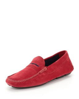 Mens Roadster Suede Driver Loafer, Red/Navy   Manolo Blahnik   Red/Navy