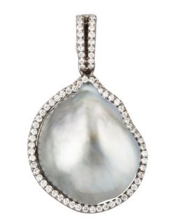 Gray South Sea Pearl and Diamond Pendant, 0.29 TCW   Eli Jewels   Gray