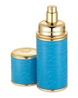 Logo Etched Leather Atomizer, Gold/Blue   Creed   Gold