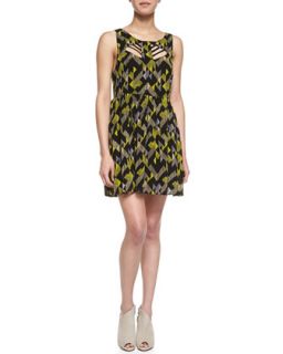 Womens Printed Strappy Cutout Party Dress   French Connection   Black (XS)