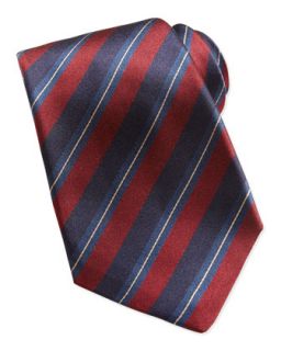 Mens Woven Dark Stripe Tie, Navy/Red   Kiton   Navy/Red