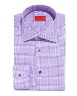 Mens Glen Plaid Dress Shirt, Purple   Isaia   Purple (17)