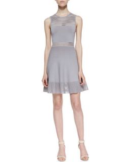 Womens Mabel Open Stitch Fit And Flare Dress, Gray   Torn   Grey (SMALL)