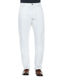 Mens Straight Leg Denim Jeans, White   Isaia   White (36R)