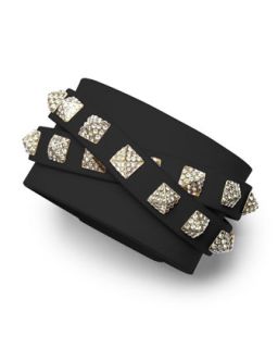 Rockstud Multi Strand Crystal Stud Leather Bracelet, Black   Valentino   Black