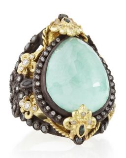 Old World Pear Green Turquoise Doublet Ring   Armenta   Gold (8)