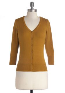 Charter School Cardigan in Gold  Mod Retro Vintage Sweaters