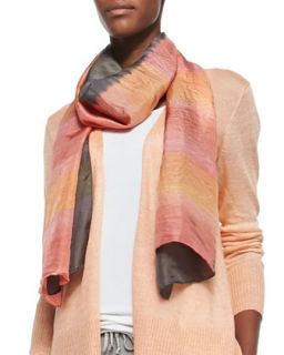 Painted Striped Silk Scarf   Eileen Fisher   Sunset (ONE SIZE)