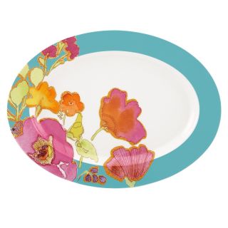 Lenox Floral Fusion Oval Platter   Aqua   Serving Platters