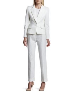 Womens Long Sleeve Notch Collar Pantsuit, Blanc (White)   Albert Nipon   Blanc