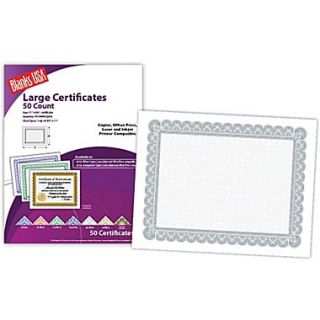 Blanks/USA 8 1/2 x 11 60 lbs. Offset Large Certificate With Silver Border, White, 50/Pack
