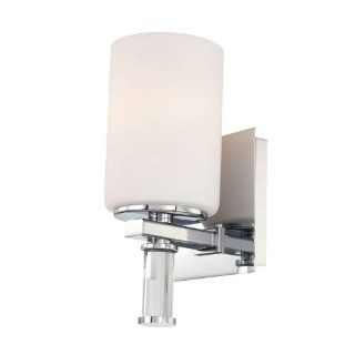 Alico Industries BV5001 10 15 Crystal Collection 1 Light Vanity Fixture, Chrome Finish with White Opal Glass    