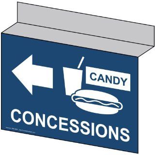 Concessions With Left Arrow Sign NHE 9695Ceiling WHTonNavy Information  Business And Store Signs 