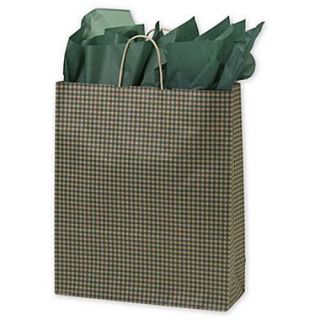 16 x 6 x 19 Gingham Printed Shoppers, Green