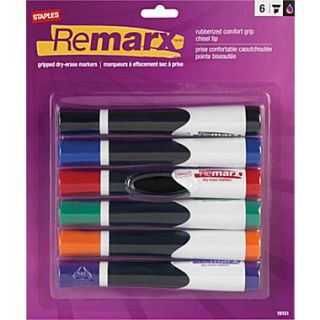 Remarx™ Gripped Dry Erase Markers, Chisel Tip, Assorted, 6/Pack
