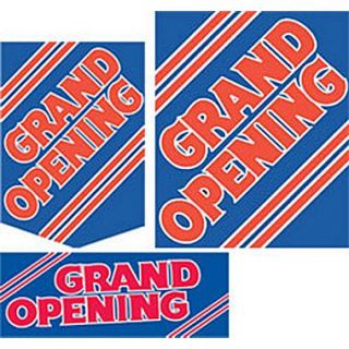 22 Pcs Budget Sign Kit GRAND OPENING, Red on Blue